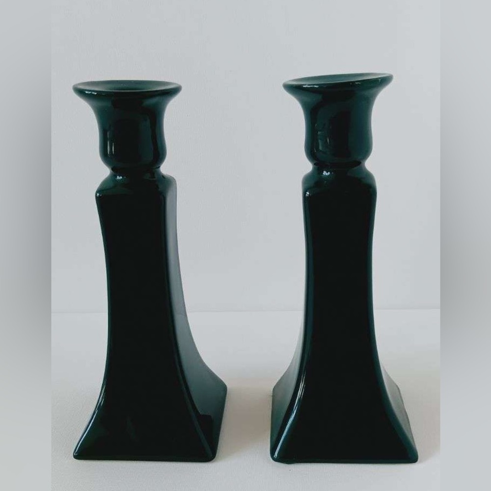 Vintage Royal Haeger Forrest Green Candlesticks